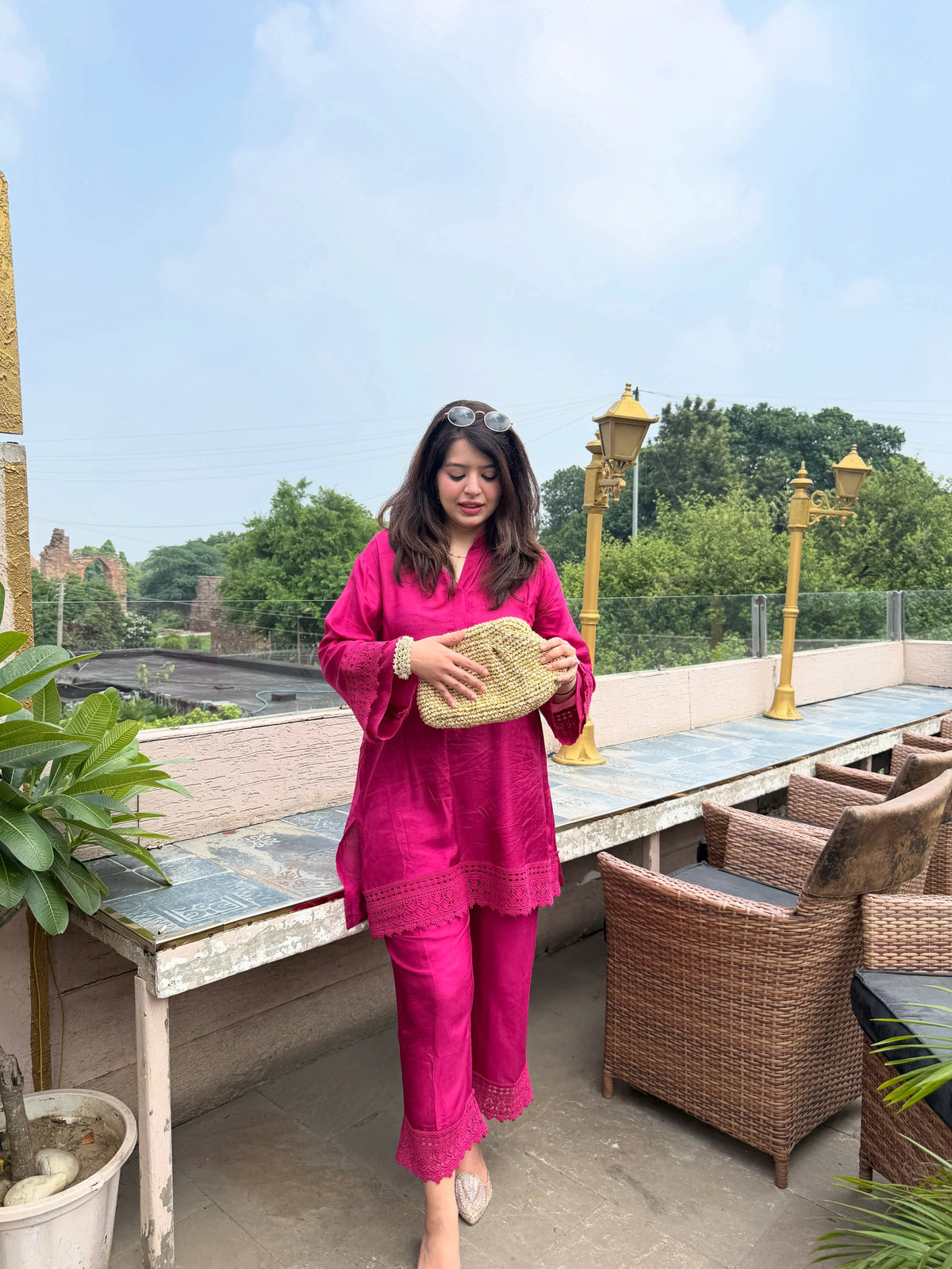 Zeba Rani Pink Coord Set In Silk Fabric