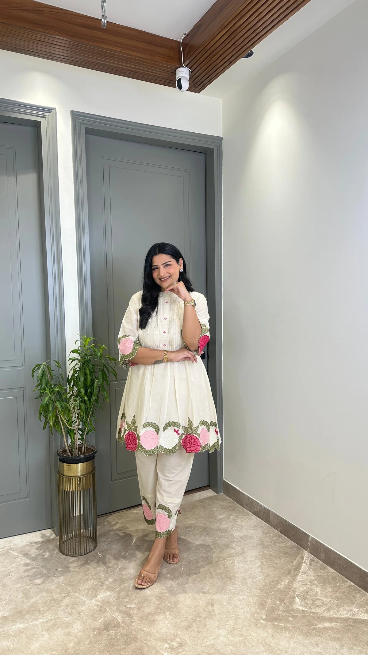 Ivory Floral Mul Cord Set