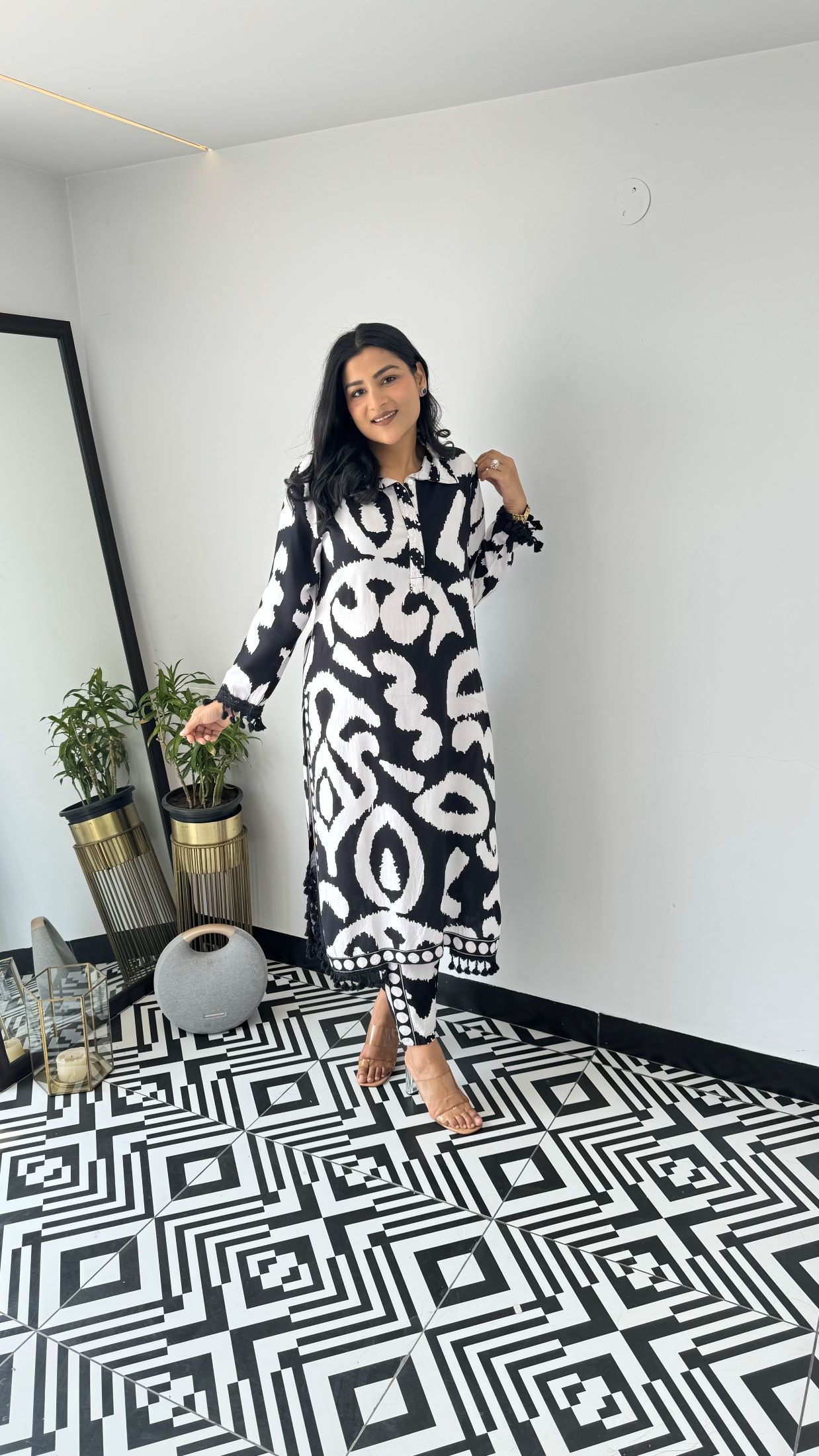 Paisley Black & White Kurta Pants