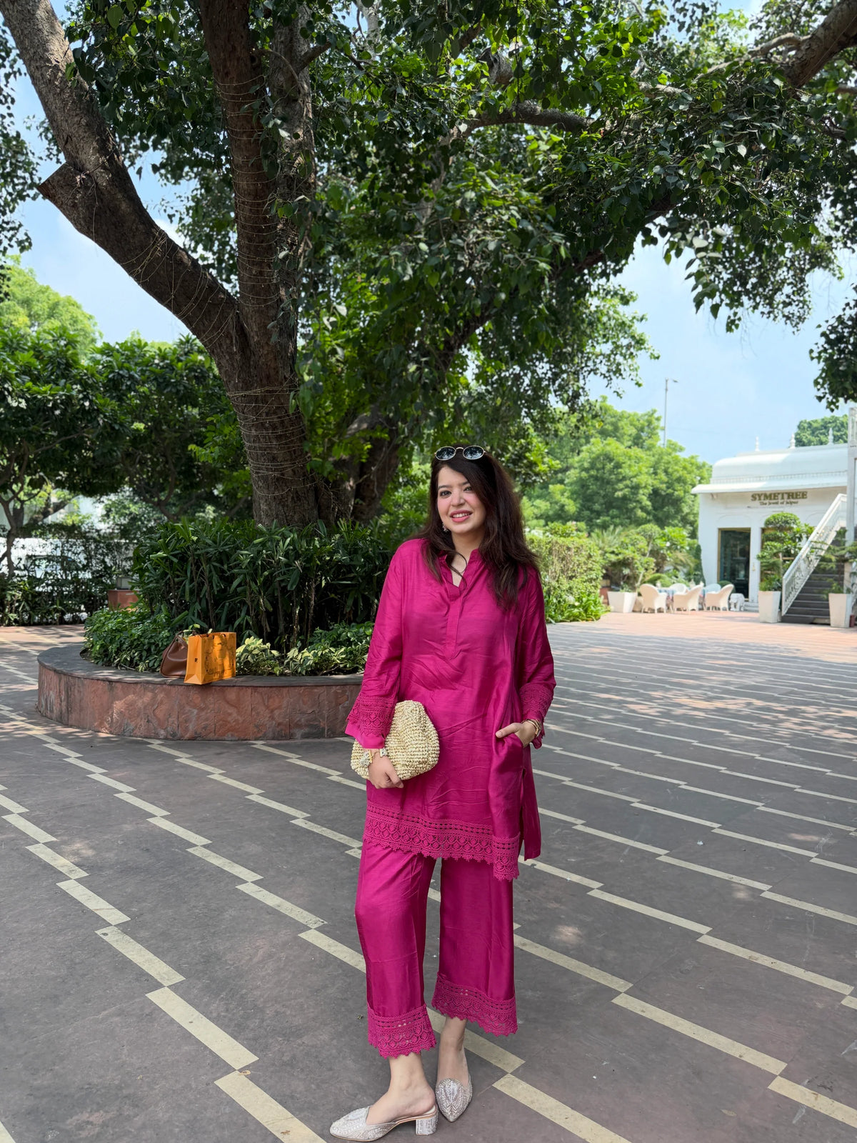 Zeba Rani Pink Coord Set In Silk Fabric