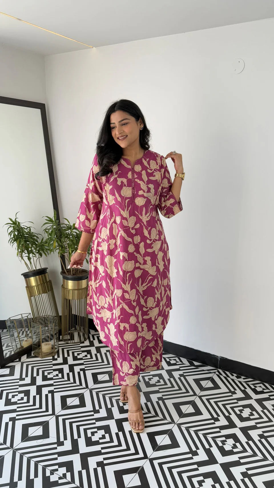 Bloom Magenta Kurta Pants