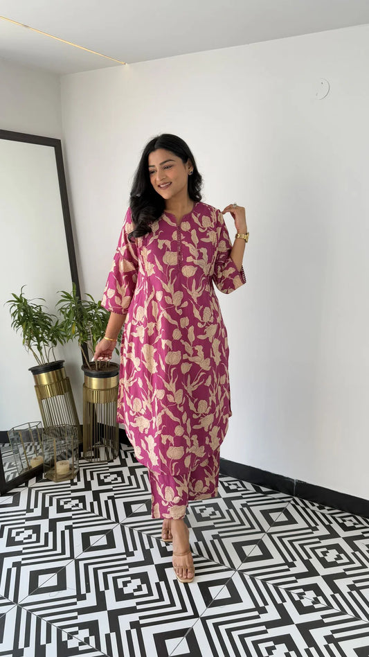 Bloom Magenta Kurta Pants