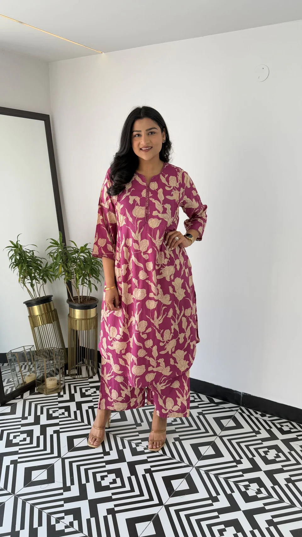 Bloom Magenta Kurta Pants