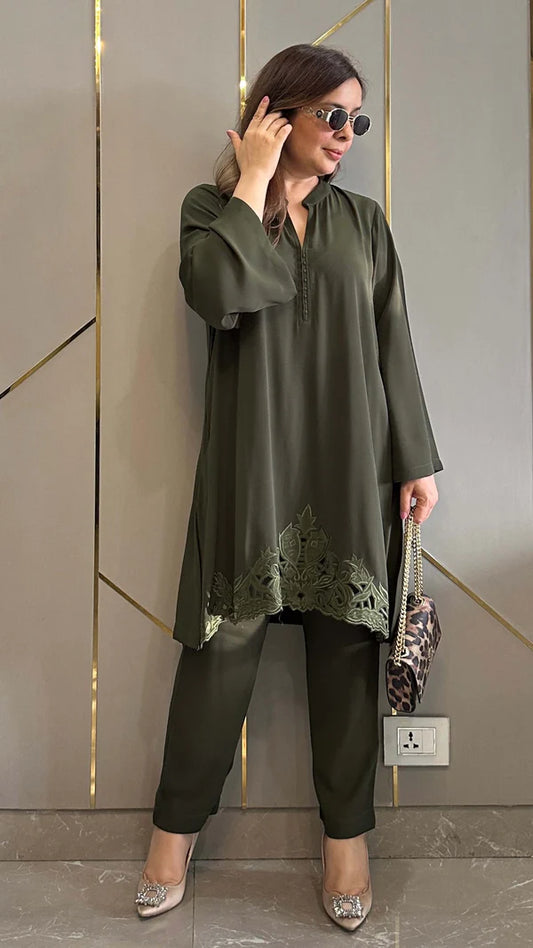 Olive Green Zoya Co-ord Set