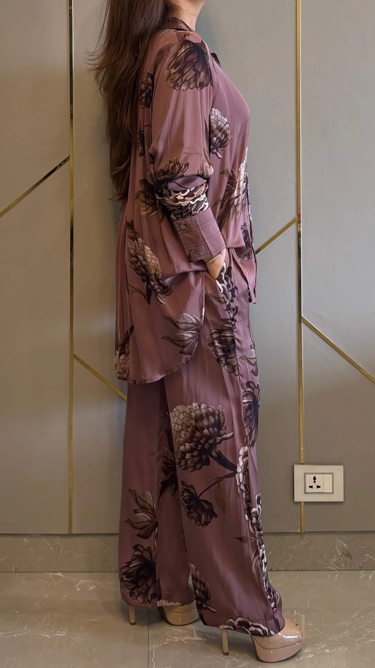 Salmon Pink Valencia Printed Co-ord Set