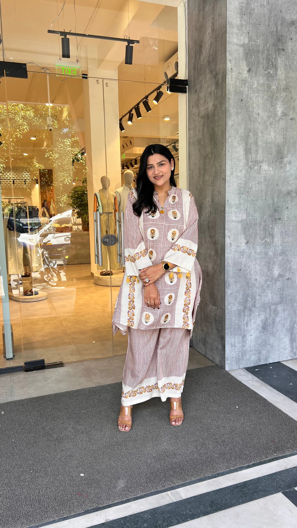 Premium Mustard Mughal Stripes Kurta Pants