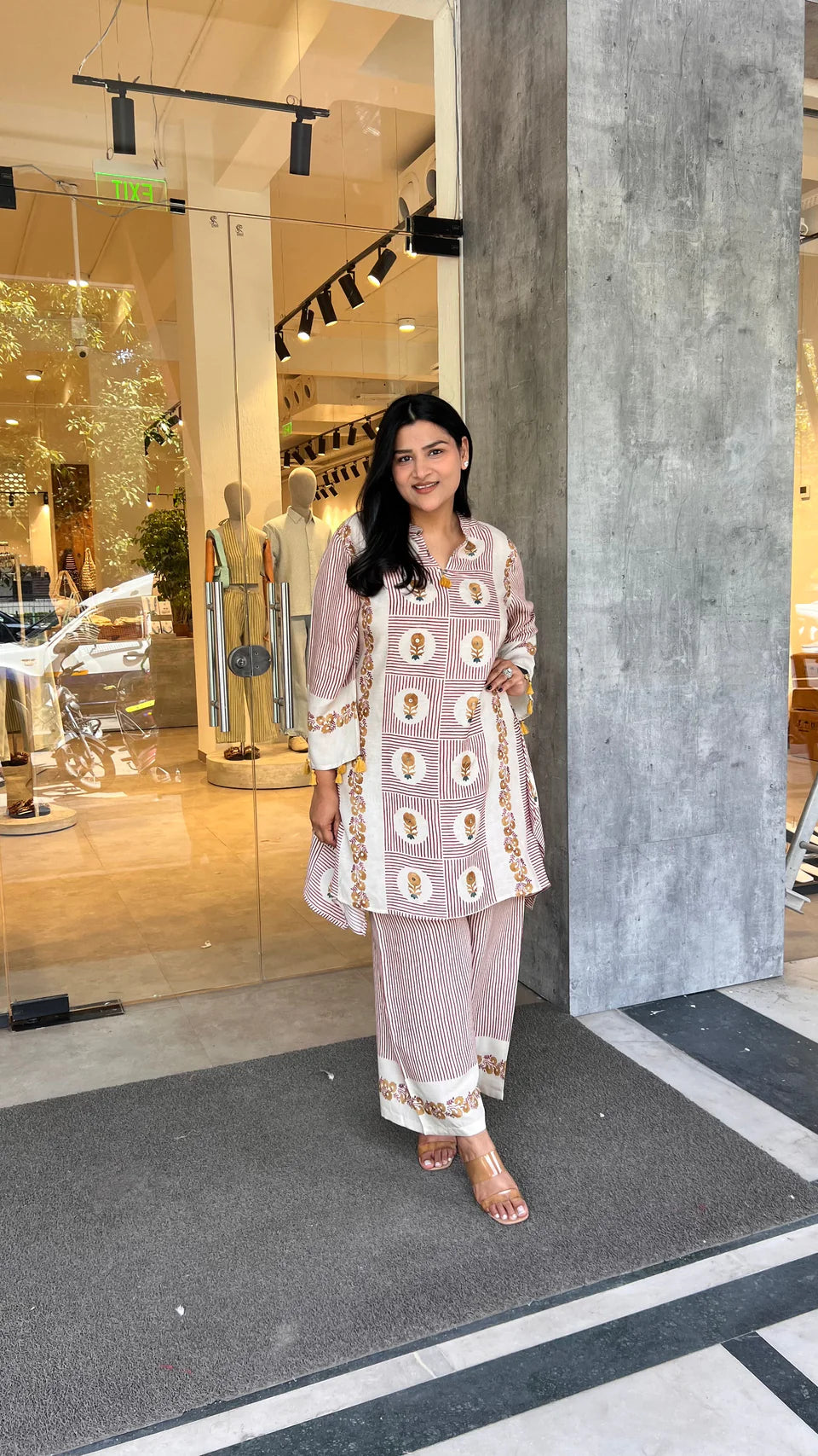 Premium Mustard Mughal Stripes Kurta Pants
