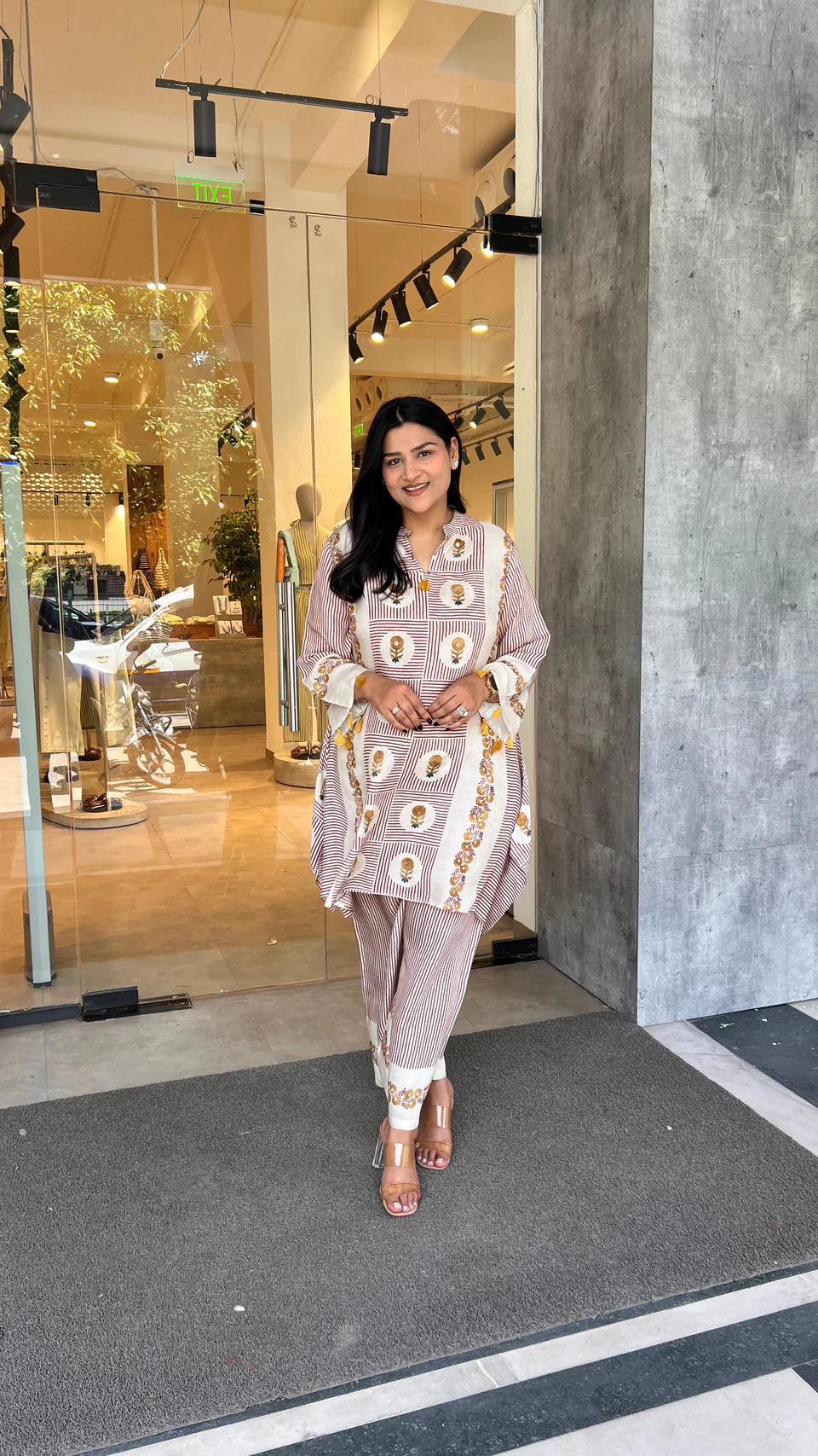Premium Mustard Mughal Stripes Kurta Pants