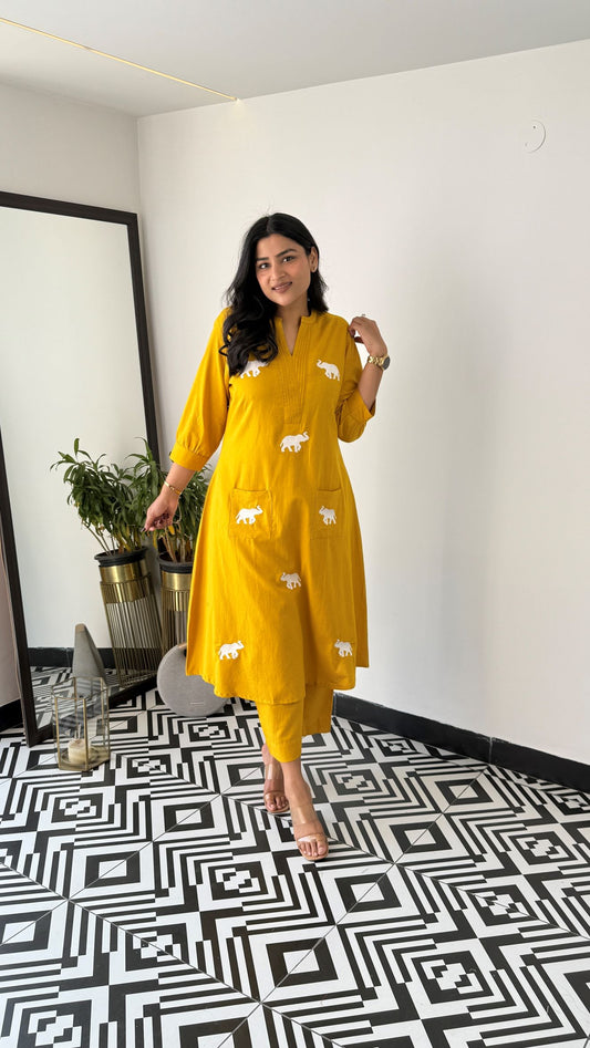 Gaja Yellow Kurta Pants