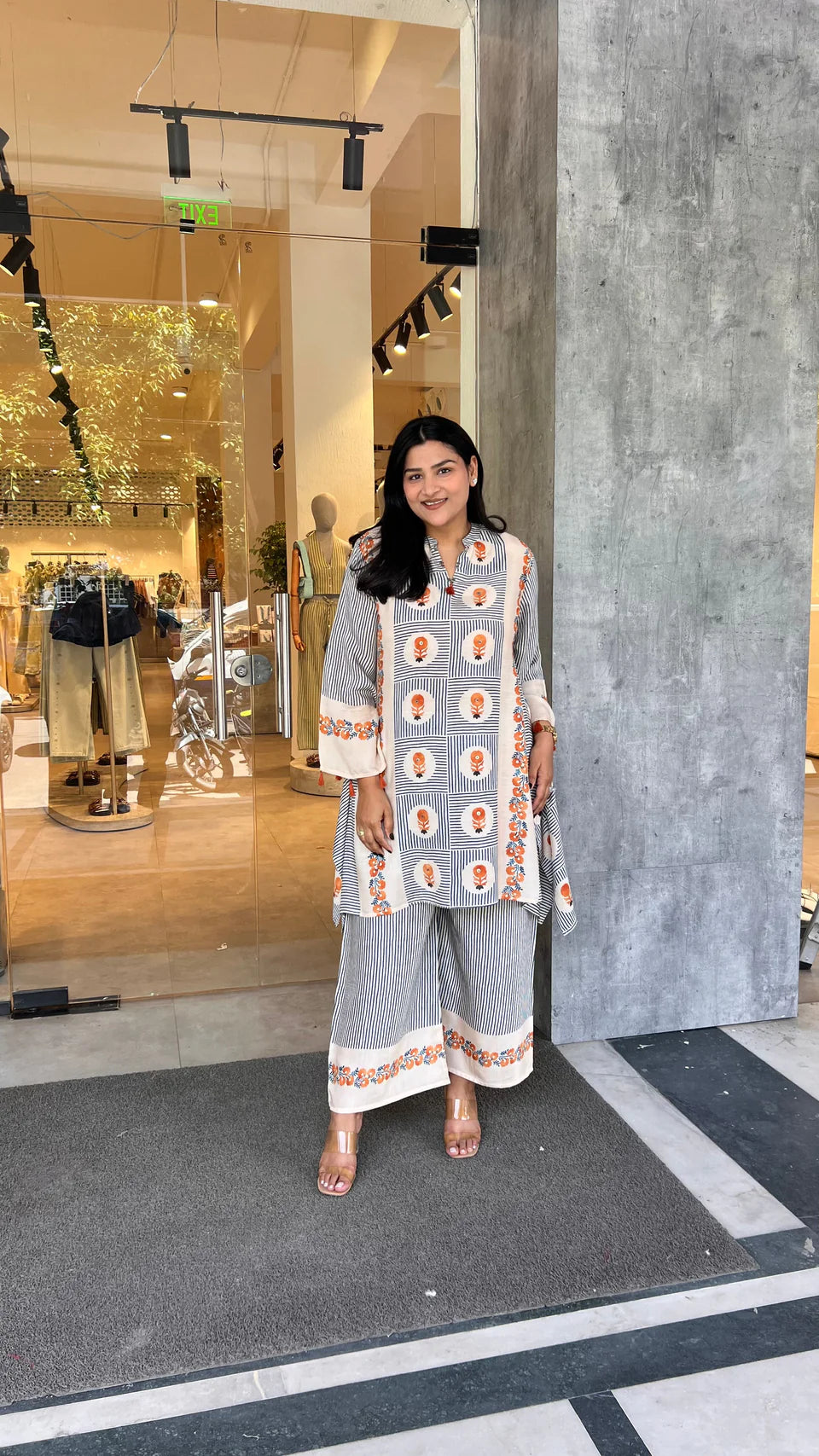 Premium Rust Mughal Stripes Kurta Pants