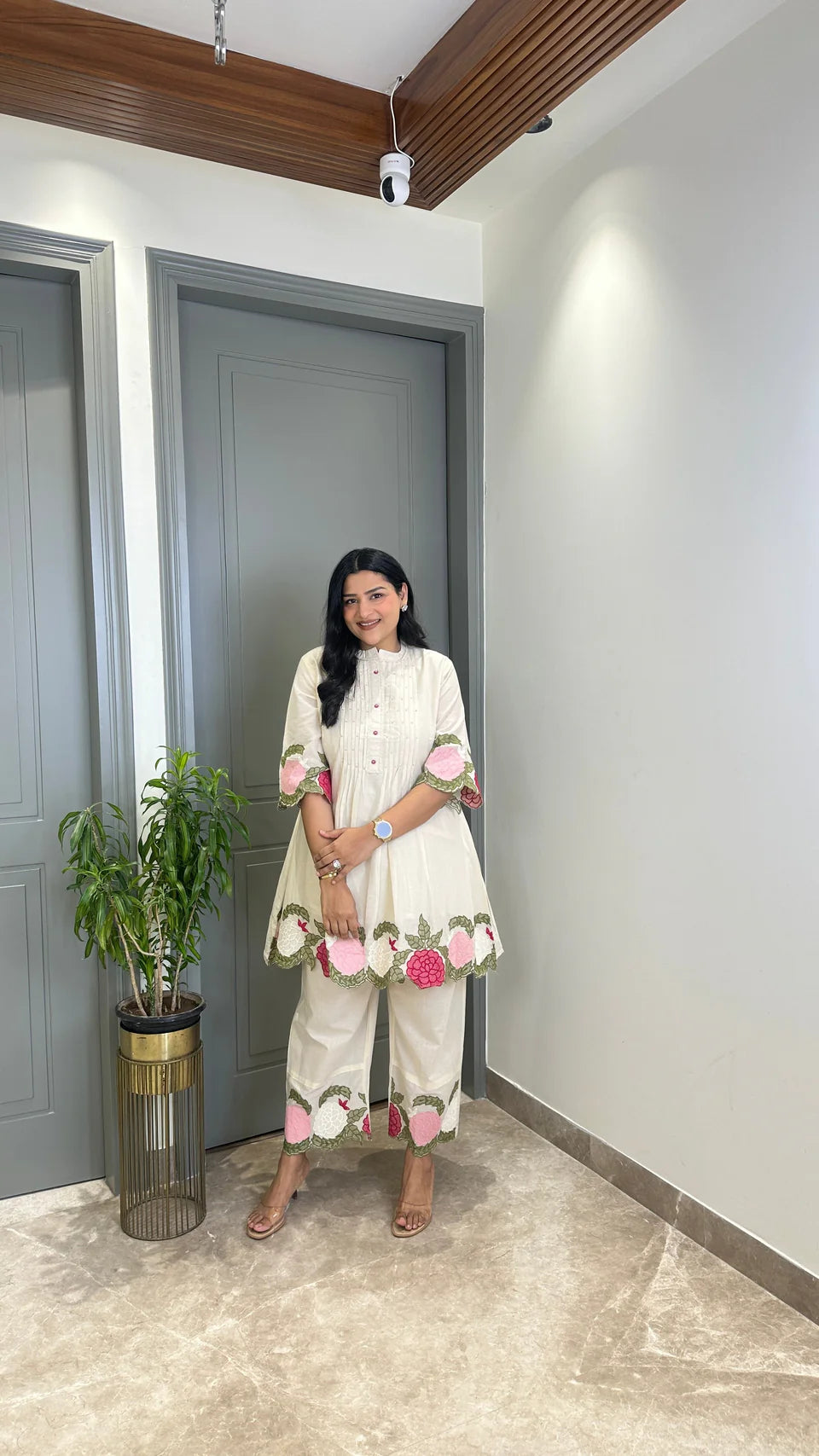 Ivory Floral Mul Cord Set