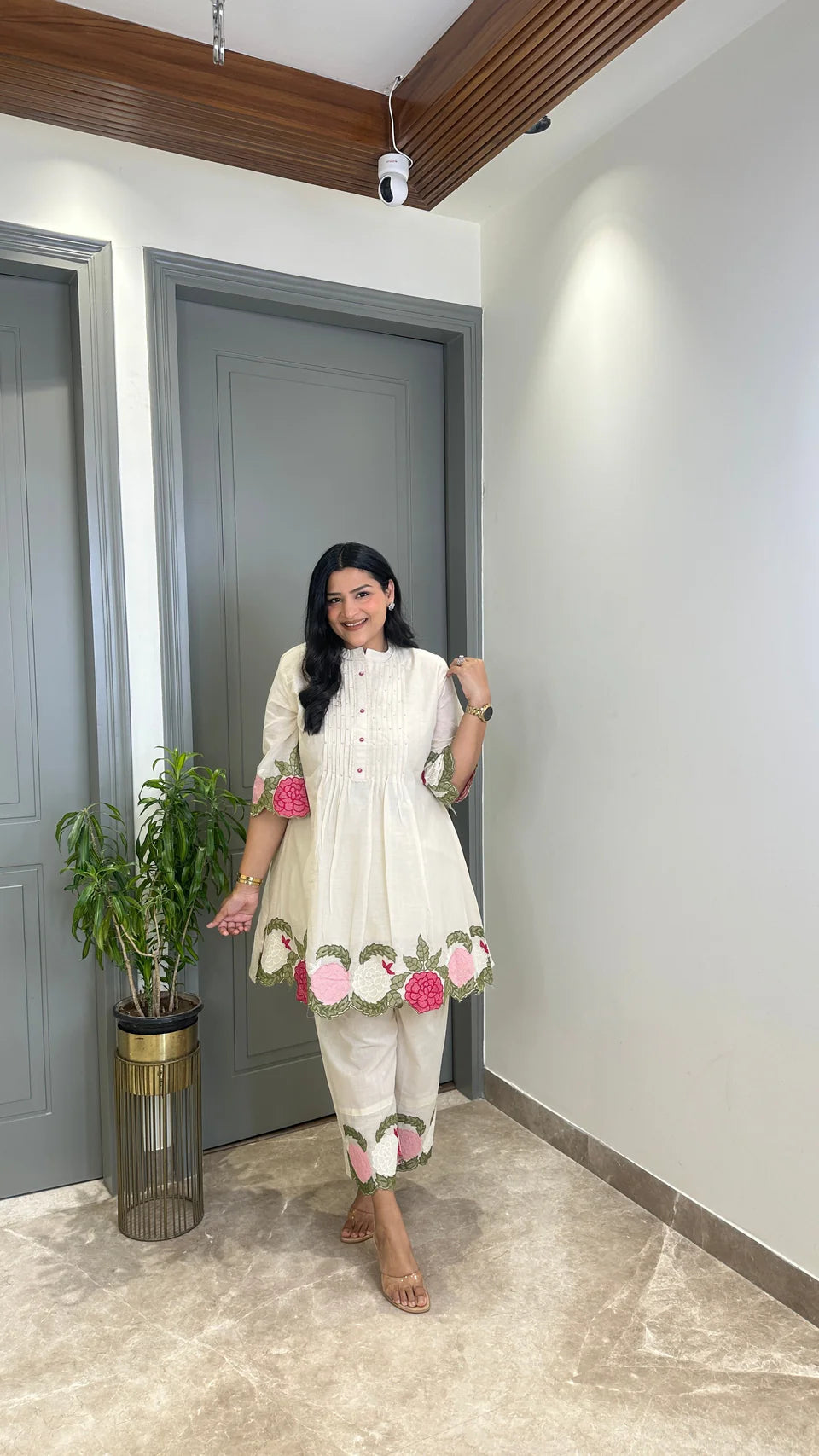 Ivory Floral Mul Cord Set