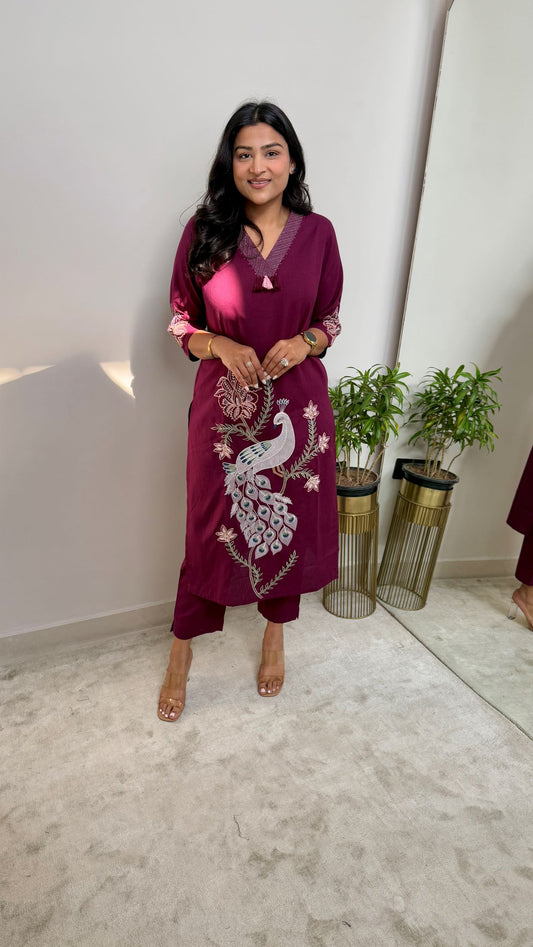 Mayur Maroon Kurta Pants